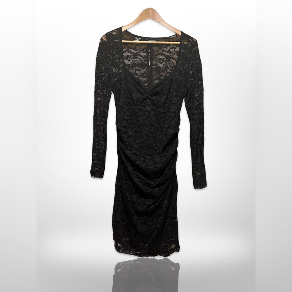 Moda International Stretchy Lace Dress w/ Long Sleeves & Sweetheart Neckline